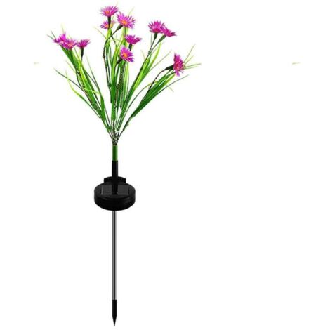 Lampe solaire de sol marguerite à piquet pour terrasse, allée ou jardin extérieur - Rose rouge (1/2)