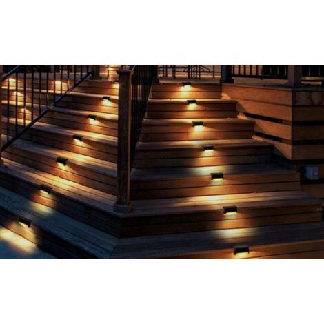 Lot de 12 lampes solaires de terrasse, blanc chaud, marron (1/5)