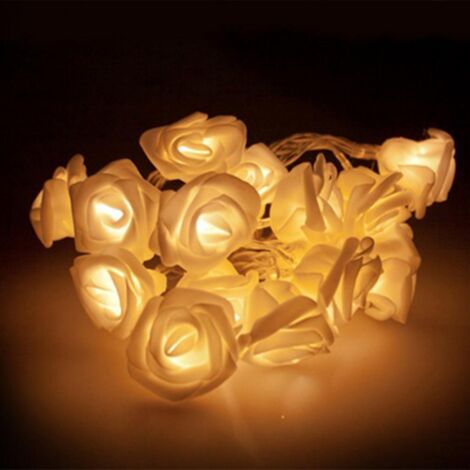 Guirlande lumineuse féérique à 20 LED roses, 2 m, alimentée par piles, pour la décoration intérieure et comme veilleuse (1 pièce) (1/4)