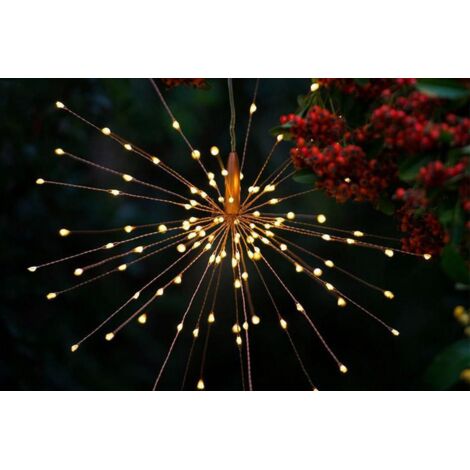 Guirlande lumineuse solaire à 200 LED, effet feu d'artifice, étanche, 40 branches (1 paquet, blanc chaud) (1/5)