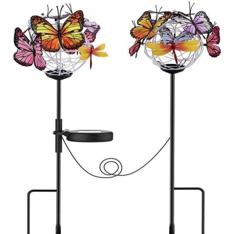 Lot de 2 lampes solaires papillon décoratives pour jardin extérieur (1/5)