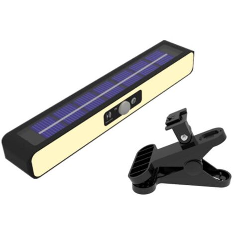 Lampe solaire portable étanche à pince pour éclairage de clôture ou de sport extérieur - Jaune (1/5)
