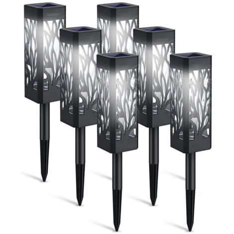 Lampe solaire creuse sculptée blanche pour allée de patio ou jardin extérieur (1/4)