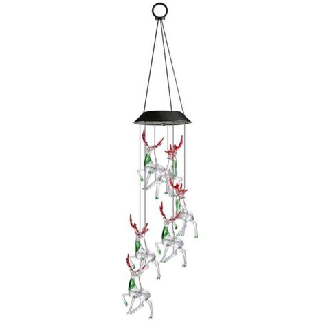Carillon lumineux solaire LED à changement de couleur RGB en forme de cerf (1/3)
