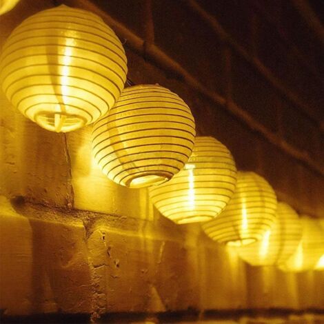 Guirlande lumineuse solaire LED 6 m, 30 LED, style chinois, blanche, pour jardin ou extérieur, idéale pour Noël. (1/5)