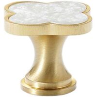 Poignée de meuble trèfle à quatre feuilles, un trou, style vintage, pour tiroir, porte ou placard, finition blanche brillante.