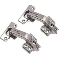 Lot de 2 charnières pliantes à angle de 135° pour portes de placard de cuisine et salle de bain, deux trous, en fer nickelé, porte-bonheur