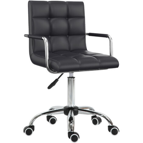 Fauteuil de bureau ergonomique similicuir noir 52,5x54x84-99cm  5 roulettes rembourrée hauteur réglable - bureau/atelier (1/5)
