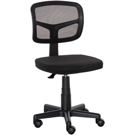 Fauteuil de bureau dossier filet noir sans accoudoir pivotant roulettes hauteur réglable ergonomique respirant (1/5)