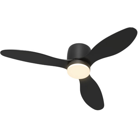 Ventilateur plafond lampe LED, 3 couleurs/6 vitesses/luminosité réglable, noir (1/5)