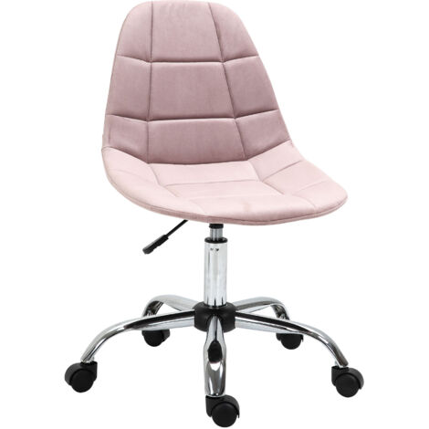 Chaise de bureau ergonomique rose 59x59x81-91cm pivotante sans accoudoir hauteur réglable design minimaliste (1/5)