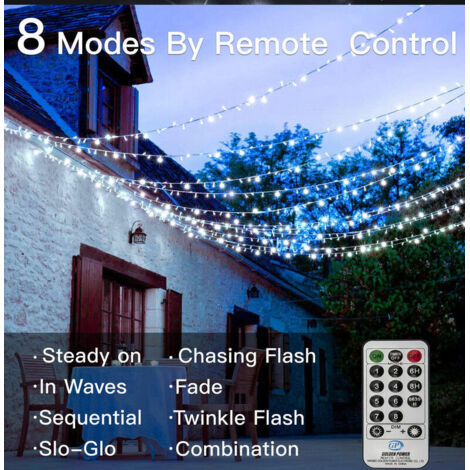 Trimec – Guirlande lumineuse LED 100m 1000 LED blanc froid – IP44 étanche – 8 modes – Décoration Noël, mariage, anniversaire (1/5)