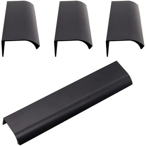 Poignées d'armoire invisibles, poignées scellées à bord coulissant dissimulées intégrées pour portes, tiroirs, armoires, noir(120 x 32 x 18mm) 4pcs (1/4)