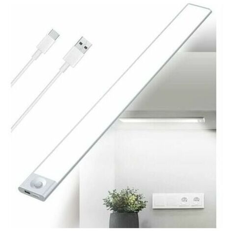Trimec – Réglette LED rechargeable USB 40 cm – Lumière tricolore dimmable – Détecteur de mouvement PIR – Autonomie jusqu'à 15h - 2500mAh (1/4)
