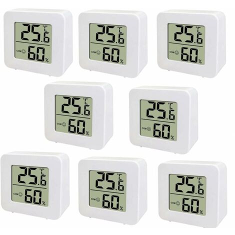 Mini thermomètre LCD numérique intérieur – Précision ± 1 °F – Hygromètre avec indice de confort – Lot de 8 unités pour crèche et bureau – Sunflower