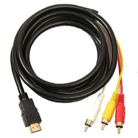 Trimec – Câble HDMI vers RCA 1,5m – Connecteurs plaqués or 24 carats – Résolutions jusqu'à 1080p – Émetteur de signal pour appareils HDMI