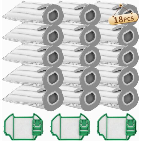 15 sacs d'aspirateur pour Vorwerk Kobold VK7, compatibles avec Vorwerk Kobold VK7, avec 3 filtres HEPA, pièces de rechange pour sac filtrant, sac à poussière de rechange pour Kobold (1/5)