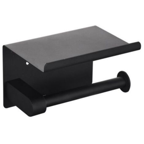 Porte-papier toilette sans perçage en inox 304 noir - 14x9.5 cm, résistant à la corrosion et à la rouille (1/5)