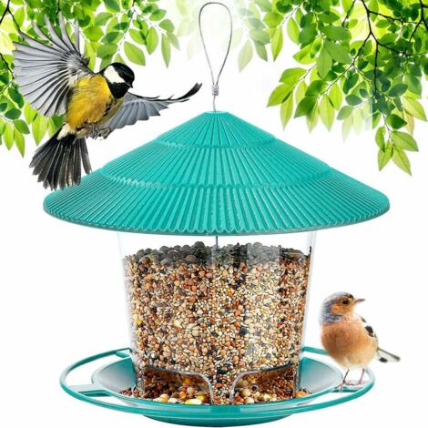 Mangeoire à Oiseaux à Suspendre, Mangeoire Oiseaux Exterieur Grande Capacité Distributeur à Graines pour Petits Oiseaux Sauvages en Plein air, Jardin, Parc (1/5)