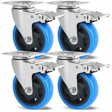 Lot de 4 Roulettes Pivotantes, Roulettes 100mm pour Meubles, Jusqu'à 600KG, Roulettes Charge Lourde avec Frein, Rotation à 360°, Roulettes Caoutchouc (1/4)