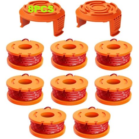10 Pcs Fil Coupe Bordure Compatible avec Coupe Bordure WORX,Ø 1,65mm & 3m Bobine Fil Coupe Bordure,Ligne de Bobine de Coupe de Remplacement et Capuchon de Protection(8 Fil Coupe Bordure,2 Couvercle) (1/5)