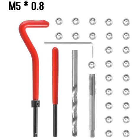 30 Pieces Kit D'Insert De Reparation De Filetage Metrique M5 M6 M8 M10 M12 M14 Helicoil Car Pro Bobine Outil M5 0.8, Ensoleillé (1/5)