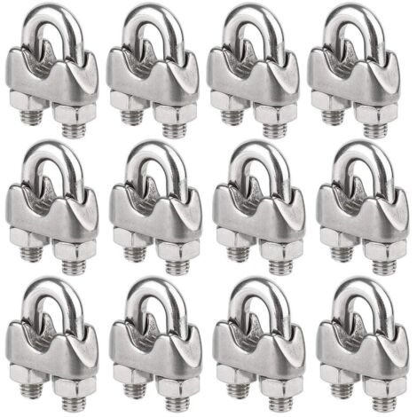 Beijiyi – Lot de 12 serre-câbles en acier inoxydable 304 – Pour câbles de 4mm – Résistant à la rouille et à la corrosion – Applications variées