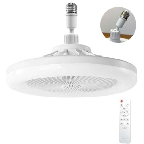 Beijiyi – Ventilateur de plafond silencieux avec lumière LED E27 – Intensité variable 10-100% – 3 vitesses – Minuterie 1/2/4h – Pour pièces jusqu'à 10m² - 3vitesses