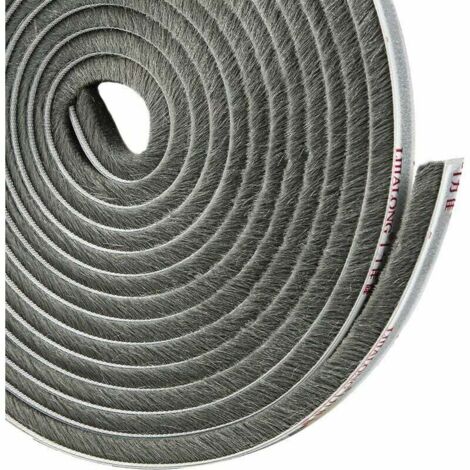 Debuns – Joint brosse adhésif pour porte coulissante – Isolation thermique et acoustique – Poils denses en fibre textile – Longueur 4,9m, largeur 9mm, épaisseur 5mm – Gris (1/5)
