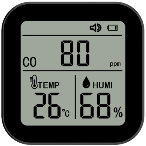 Moniteur de qualité de l'air 3 en 1, détecteur haute précision de CO (monoxyde de carbone), température et humidité avec fonction alarme pour maison, bureau, voiture (1/5)