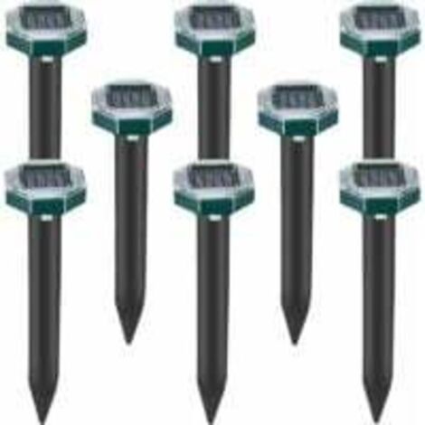 Debuns – Lot de 8 répulsifs à ultrasons solaires pour taupes et serpents – Couverture jusqu'à 696,8 m² – Étanche et sans produits chimiques (1/5)
