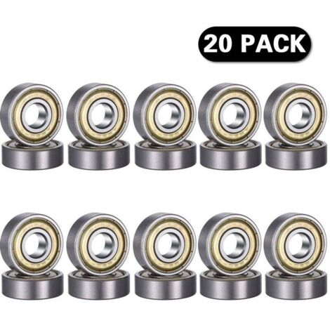 20 pièces 608 ZZ Roulement à billes, 608ZZ Métal double blindage miniature Deep Groove Skateboard imprimante 3D Roulements à billes (8 X 22 x 7 mm) (1/5)