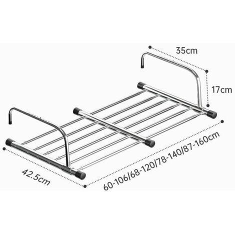 Etendoir à suspendre, Ohjijinn Etendoir À Linge Pliable Séchoirs, À Linge en Acier Inoxydable Télescopique, 60-106cm De Longueur Séchoir Suspendu Séchoir À Linge Balcon pour Intérieur Et Extérieur (1/4)