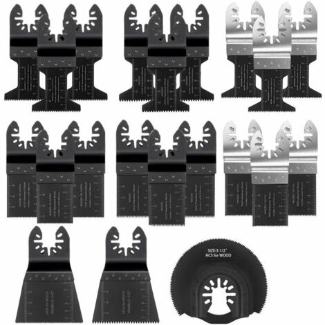 Lame de Scie Oscillante, 21PCS Mixte Outil Multi-Usage Kit, avec Accessoires de Universel Outil Multifonction Oscillant à Libération Rapide pour Coupe General Multi-Tool (Noir)..DEBUNS (1/4)