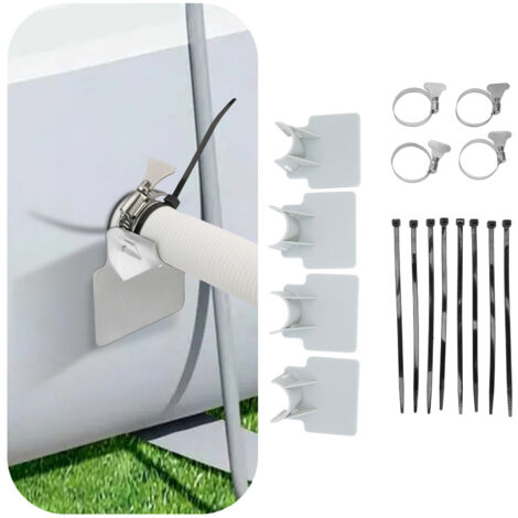 4 supports de tuyau de piscine antidérapants, colliers de serrage en acier inoxydable, supports de tuyau de piscine gris,de DEBUNS (1/5)