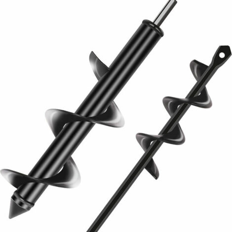 Ulisem Forets de tarière de jardin de diamètre 80 mm et 40 mm, ensemble de 2 forets en spirale pour une plantation rapide de trous et la mise en place de fleurs, arbres et arbustes. (1/5)