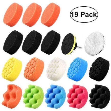 Ulisem 19 pièces 80mm Polissage Pad Éponge de Polissage Éponge polir Kit pour avec M14 Foret pour Voiture Ponçage Polissage pour RO/DA Double Action polisseuse Polissage