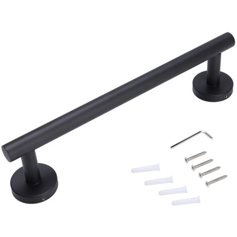 Barre porte-serviettes simple 30 cm en acier inoxydable noir brossé, support mural pour salle de bain (1/5)
