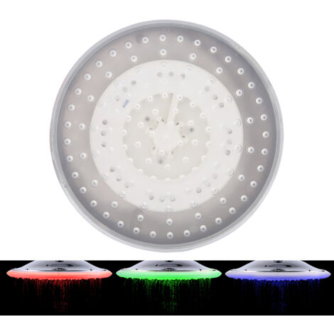 Tête de douche ronde 8" RGB LED en inox, effet pluie pour salle de bain (1/5)