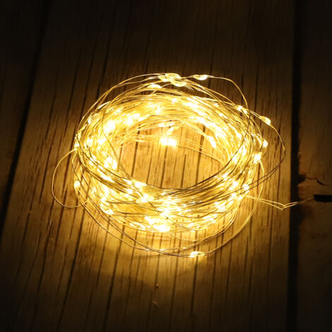 Guirlande lumineuse LED fil de cuivre 10 m / 32,8 ft USB pour décoration Halloween maison fête Blanc chaud (1/5)
