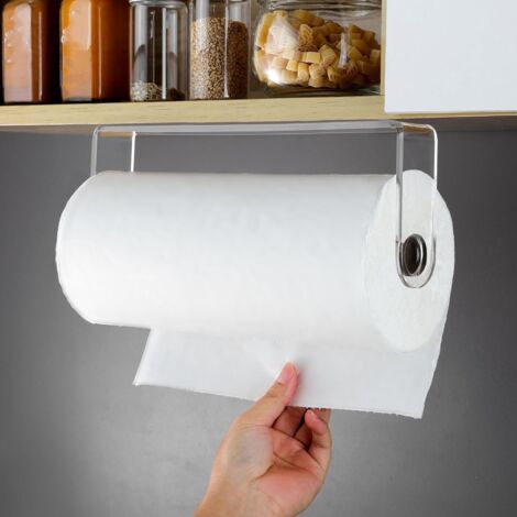 Porte-essuie-tout sous placard en acrylique – Support autocollant pour rouleaux de cuisine – Transparent – Pour cuisine et salle de bain (1/4)