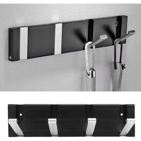 Crochet mural pliable en alliage d’aluminium noir, fixation par vis, gain de place pour camping-car yacht bateau (1/5)