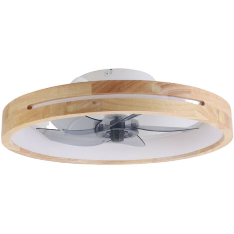 Ventilateur de plafond LED avec lumière, télécommande et minuterie, 6 vitesses, variation d’intensité continue, modèle encastré pour salon et chambre (1/5)
