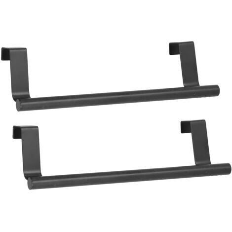 Lot de 2 porte-serviettes noirs à suspendre sans perçage pour porte de placard 23 cm, maison et hôtel (1/5)