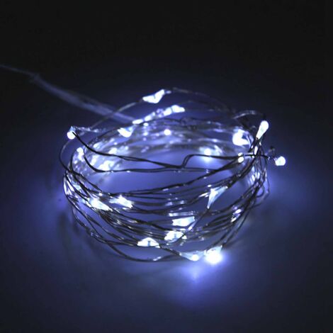 Guirlande lumineuse LED fil de cuivre 2 m étanche DIY pour maison cour jardin fête Blanc (1/5)
