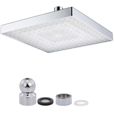 Tête de douche carrée LED effet pluie RGB automatique avec capteur température (1/5)