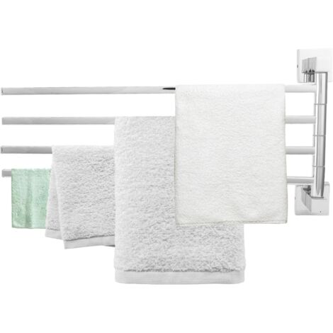 Porte-serviettes mural rotatif 180° en acier inoxydable à 4 barres pour salle de bain (1/4)