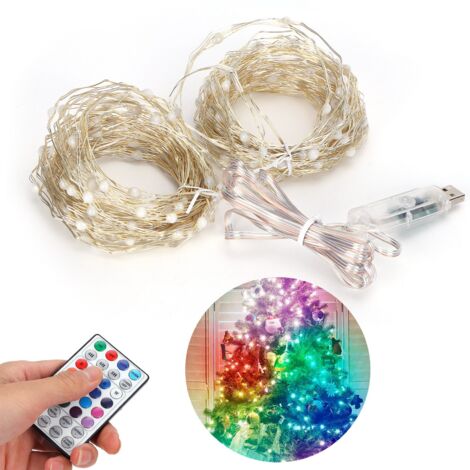 Guirlande lumineuse 200 LED fil de cuivre RGB 20 m / 65,6 ft 16 couleurs étanche avec télécommande IR et minuterie (1/5)