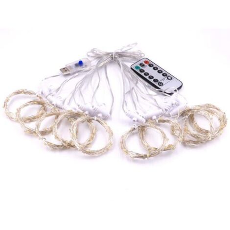 Rideau lumineux 3x3 m 300 LED fil de cuivre USB avec télécommande décoration festive basse consommation Multicolore (1/2)