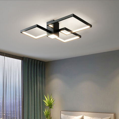 Plafonnier LED moderne forme géométrique décorative avec télécommande pour chambre, salon, cuisine et bureau (1/4)